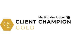 Martindale-Hubbell Client Champion Gold award logo